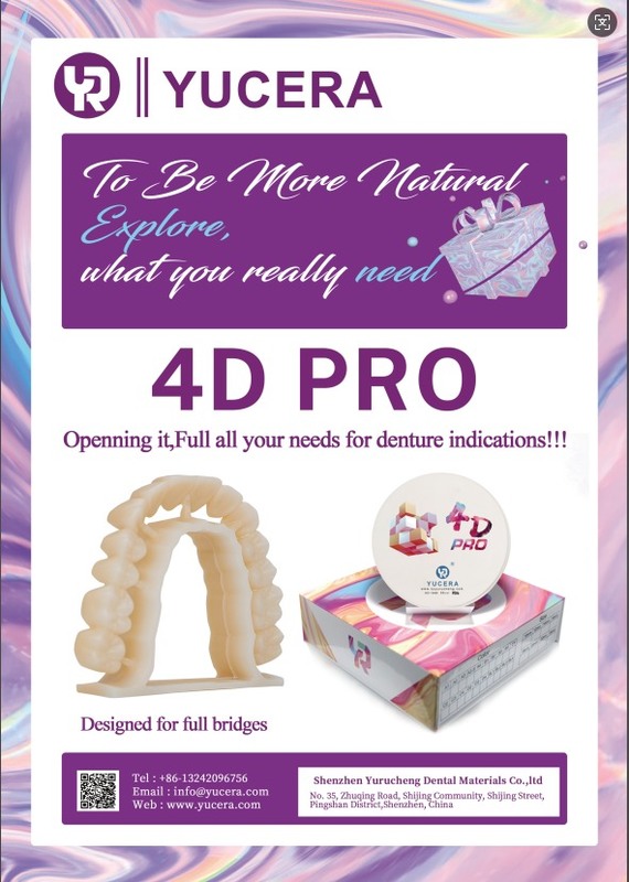 Yucera 8 Layeries Dental Zirconia Block 4D Pro Multilayer for CADCAM Lab Materials Open System 43%-57% Strength 700-1200Mpa