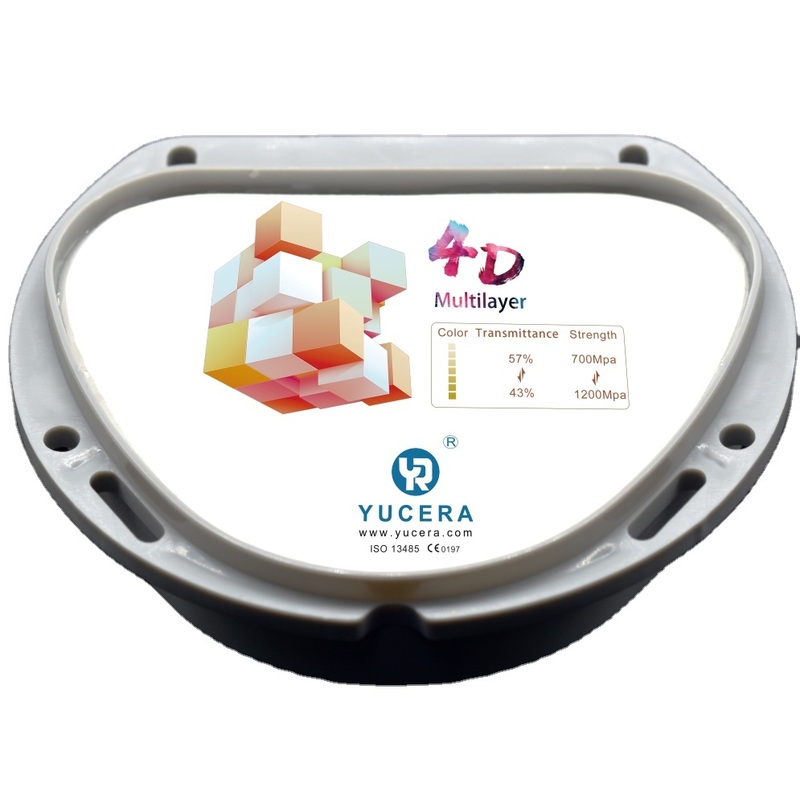 Yucera 4D Plus Pre-shaded Multilayer Zirconia Blocks Dental Implant Orthodontic Materials Multilayer Zirconia 8 Layers