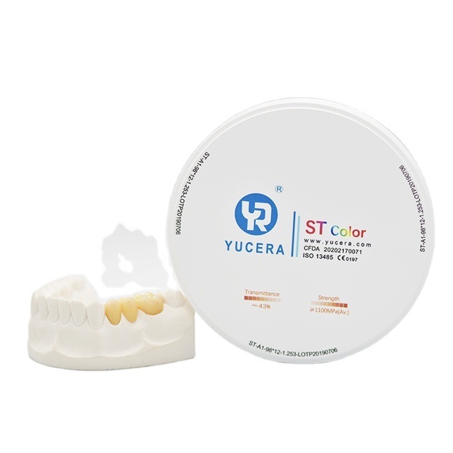 98mm Dental Zirconia Disc - YUCERA ST-Color High-Trans (43%) & High-Strength (1100MPa)