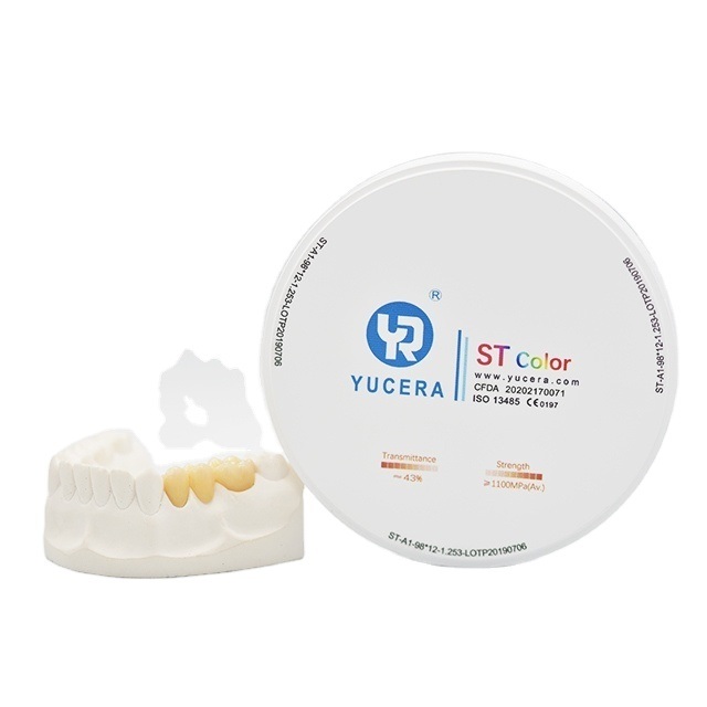 98mm Dental Zirconia Disc - YUCERA ST-Color High-Trans (43%) & High-Strength (1100MPa)
