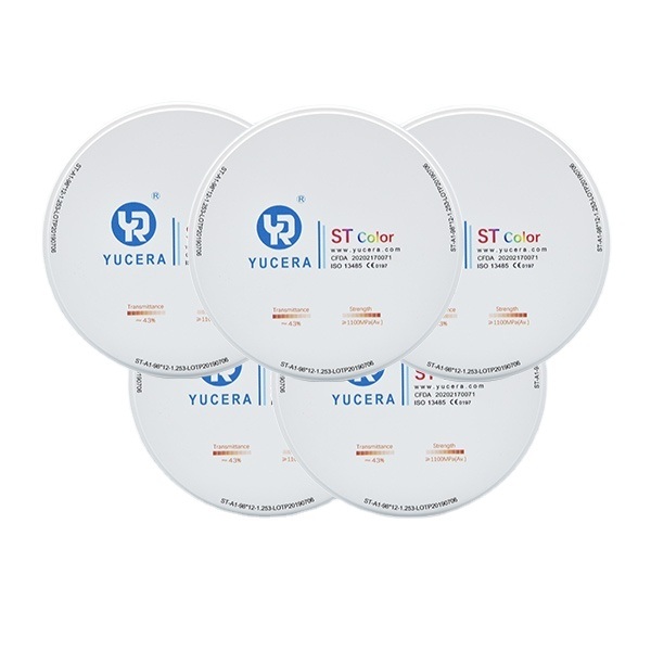 98mm Dental Zirconia Disc - YUCERA ST-Color High-Trans (43%) & High-Strength (1100MPa)