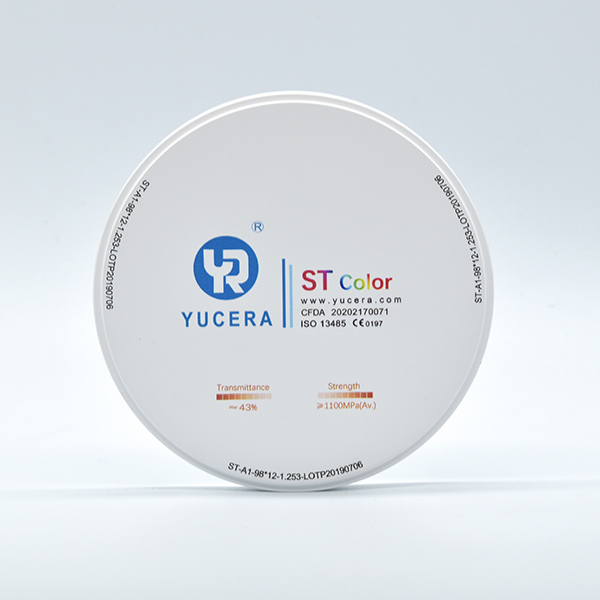 98mm Dental Zirconia Disc - YUCERA ST-Color High-Trans (43%) & High-Strength (1100MPa)